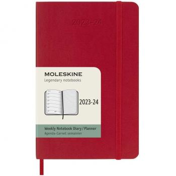 Agenda Pocket Moleskine 18 Meses 2023-2024 Semana Vista Tapa Blanda Rojo