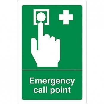 vsafety 23009 AG-Rllamada de emergencia punto condiciones de seguridad general señal, plástico rígido, vertical, 100 mm x 150 mm), color verde