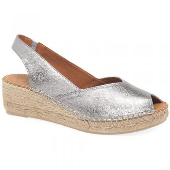Toni Pons - Alpargatas de cuña de mujer BERNIA-P, estilo peep toe, en color Acero, con tacón de cuña y talla 4 UK/37 EU
