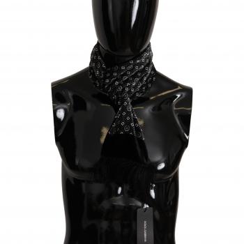 Dolce & Gabbana Black Geometric Patterned Shawl Wrap Fringe Scarf