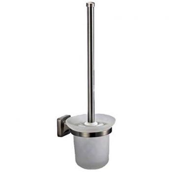 Escobilla de baño MSV de zinc con soporte, acabado satinado gris, 11.5 x 13.5 x 36 cm