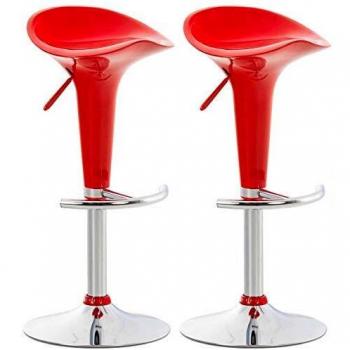 Set de 2 Taburetes de Bar Saddle Rojos Ajustables en Altura
