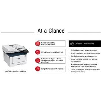 Xerox B315V_DNI - Black and White Laser Multifunction Printer - A4/Legal, 40 ppm Print/Copy/Scan/Fax, Duplex, Wi-Fi, USB, LAN, 350 Sheets