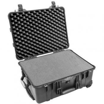 PELI 1560 Protector Case With Wheels and Retractable Handle, IP67 Watertight, 71L Capacity, Made in Germany, With Customisable Foam Insert, Black
