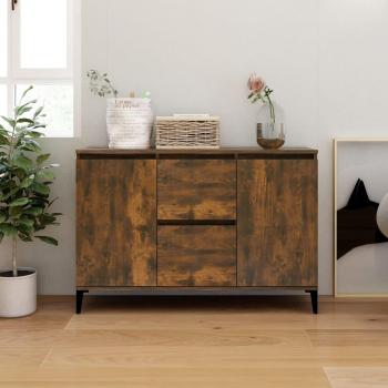 Aparador de madera contrachapada 104x35x70 cm color roble ahumado, mueble de almacenaje moderno para salón, buffet y armario auxiliar