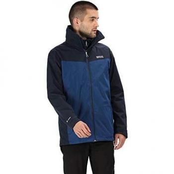 Regatta Telmar III - Chaqueta de senderismo impermeable con forro de tafetán 3 en 1 con forro polar interior 3 en 1 para hombre, Hombre, Chaqueta 3 en 1, RMP279 53S90, Marina/Prusia, XXL