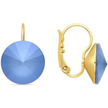 Pendientes de Cristal Azul acabados en oro amarillo de 18k - Kimji