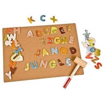 Janod - Juego de clavar letras con motivo jungla, 112 piezas