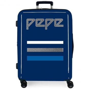 Pepe Jeans Taking off Maleta mediana Azul 48x70x26 cms Rígida ABS Cierre TSA 81L 4,2Kgs 4 Ruedas dobles Extensible