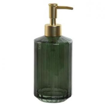 Dispensador de Jabón Home ESPRIT Verde Dorado Aluminio Cristal ABS 8 x 8 x 19,5 cm