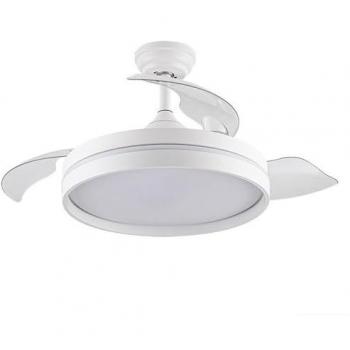 Ventilador de Techo DC Nalon L Blanco con Control Remoto, Regulable en Temperatura de Color, 72W, Palas Retráctiles, Temporizador y Función de Memoria