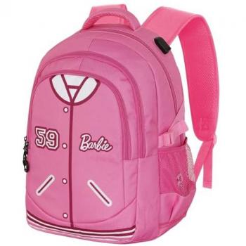 Mochila Karactermania Varsity Barbie 44cm - Gran Capacidad - Resistente a Líquidos y Manchas, Rosa, 34 x 46 cm, Capacidad 32 L