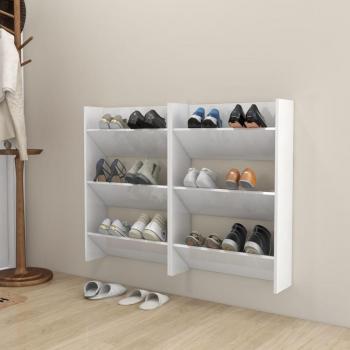 Zapato de pared de madera multicapa blanco pulido 2 piezas 60x18x90cm