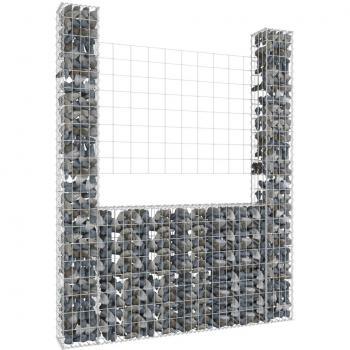 U-Shape Gabion Basket with 2 Iron Posts 140x20x200 cm