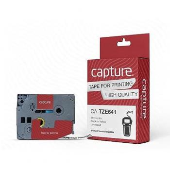 Cinta para impresora de etiquetas Capture CA-TZE641 18mm x 8m Negra sobre Amarillo