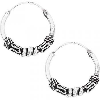 Ornament Creoles Unisex Pendiente Standard, En Plata de Primera Ley,
