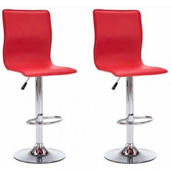 vidaXL 2X Sillas de Bar Cuero Sintético Rojo Taburete Asiento Cocina Comedor