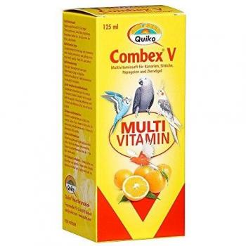 Quiko VitacombexV Jugo Multivitamínico 125ml - para aves de compañía, y pollos - Para un suministro óptimo de vitaminas - Para la prevención de deficiencias vitamínicas en aves jóvenes y adultas.