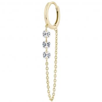 Pendiente piercing aro Zella elaborado en plata de ley 925 con baño de oro amarillo 18k y circonitas