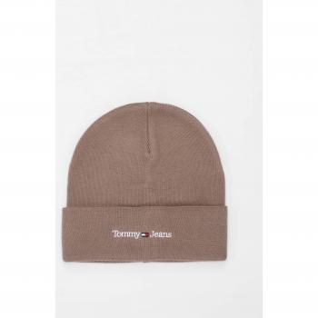 Gorro Tommy Jeans de Algodón Orgánico Marrón con Diseño con Vuelta y Estilo Deportivo
