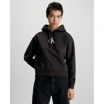 Calvin Klein Women's Chic Black Hooded Sweatshirt with Fleece Interior - Size L
