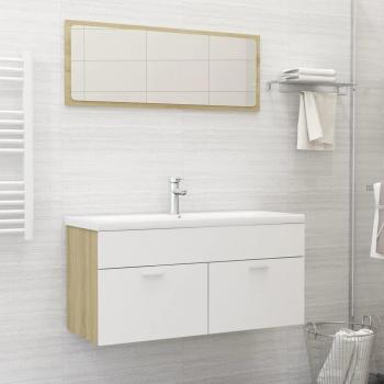 Set de muebles de baño 2 piezas madera contrachapada blanco roble