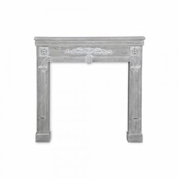 Repisa de madera en cerusa gris, efecto de madera, Romance, 104x17x100 cm
