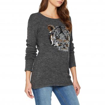 MAMALICIOUS Mltiger L/s Knit Top, Camiseta de Manga Larga premamá para Mujer, Gris