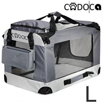 Transportín para perros Deuba Cadoca gris L 70x52x50cm, plegable, para mascotas S/M/L/XL/XXL/XXXL, incluye 2 bolsillos exteriores