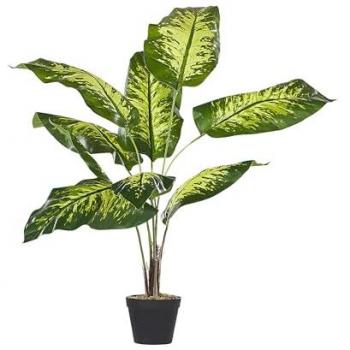 Planta Artificial en Vaso Dieffenbachia Verde y Negra de Material Sintético 122 cm