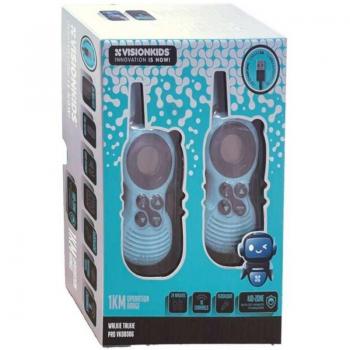 Walkie Talkie Infantil Pro Visión Azul VK00006 KIDS EURO - Comunicación a larga distancia, diseño ergonómico para manos pequeñas, pantalla LCD, sonido claro y nítido, batería de larga duración, ligero y portátil
