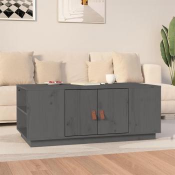 Mesa baja de centro gris de madera maciza de pino 100x50x41 cm