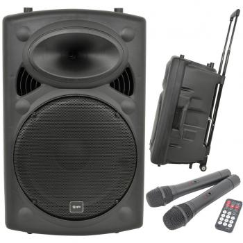 QTX QR15PABT 15 100W Battery Powered Portable PA Bluetooth Speaker & Two Wireless Microphones