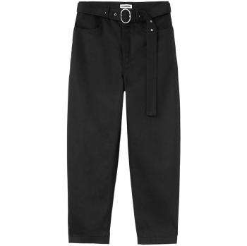 Jil Sander Men's Slim-fit Cotton Trousers in Black, Size 46, J22KA0218J45257001, Belted Waist