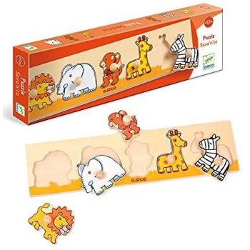 DJECO- RompecabezasPuzzles encajables y rompecabezasDJECOEncajable Savan & Co, Multicolor