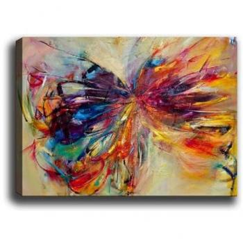 Impresión sobre Lienzo Mariposa Abstracta Multicolor 100x3x70 cm - Poliéster y Madera Epikasa