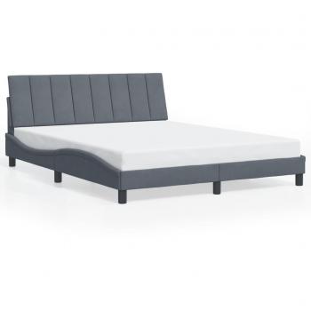 Dark Gray Velvet Queen Bed Frame without Mattress 59.8x79.9