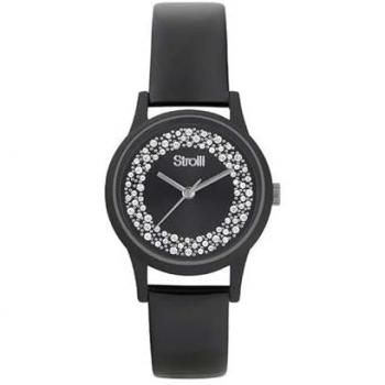Reloj de Mujer Stroili Harbin 1674246 de Cuarzo Negro con Cristales y Correa de Silicona