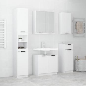Set de muebles de baño 5 piezas madera contrachapada blanco brillo