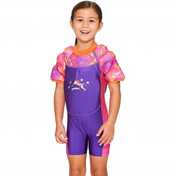Zoggs niña Mermaid Flower Water Wings Floatsuit de 1 – 2 años/11 – 15 kg Bañador, Plum, Talla única
