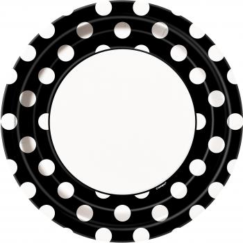 Round Plates 9 8/Pkg-Midnight Black Decorative Dots