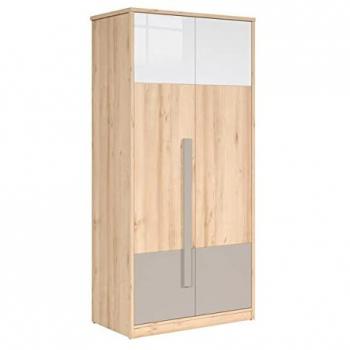 Armario 2 puertas estratificado beige y gris con diseño moderno