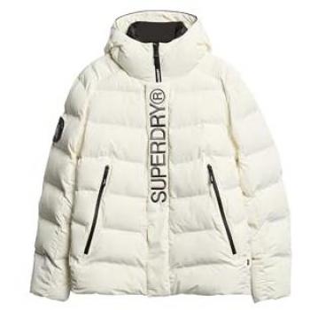 Chaqueta Acolchada con Capucha Superdry Gráfica de Ciudad en Color Blanco Off White