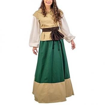 Elbenwald Traje Medieval para el cinturón de Roca Mujer Juana cáscara Verde Amarillento 3tlg - S