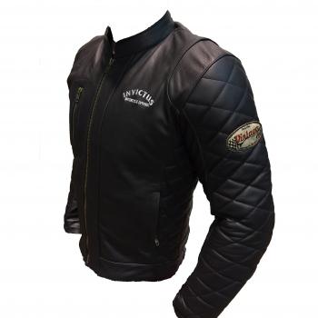 Chaqueta de Cuero de Moto Estilo Vintage Cafe Racer Invictus Hector Negra