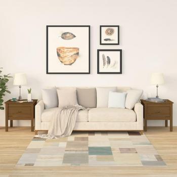 Mesa auxiliar de madera maciza de pino marrón ámbar 2 piezas 50x50x49 cm