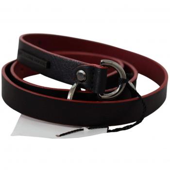 Costume National Black Red Skinny Leather Logo Belt - 85 cm / 34 Inches
