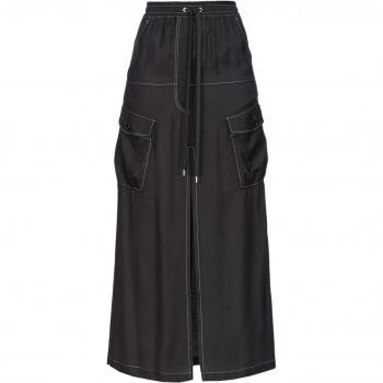 Pinko Black Viscose Maxi Skirt with Pockets for Women, Size S