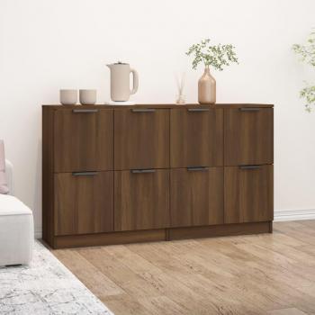 Aparadores de Madera Contrachapada 2 uds 60x30x70 cm, Mueble de Almacenaje de Salón, Armarios con Puertas, Cajón de Madera, Buffet para Salón Moderno,