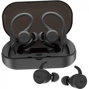 Auriculares Bluetooth Inalámbricos iPX7 Impermeable con Doble Ganchos para el Deporte Estéreo in Ear Bluetooth 5.0 Manos Libres con micrófono Dual Incorporado para iPhone Samsung Huawei